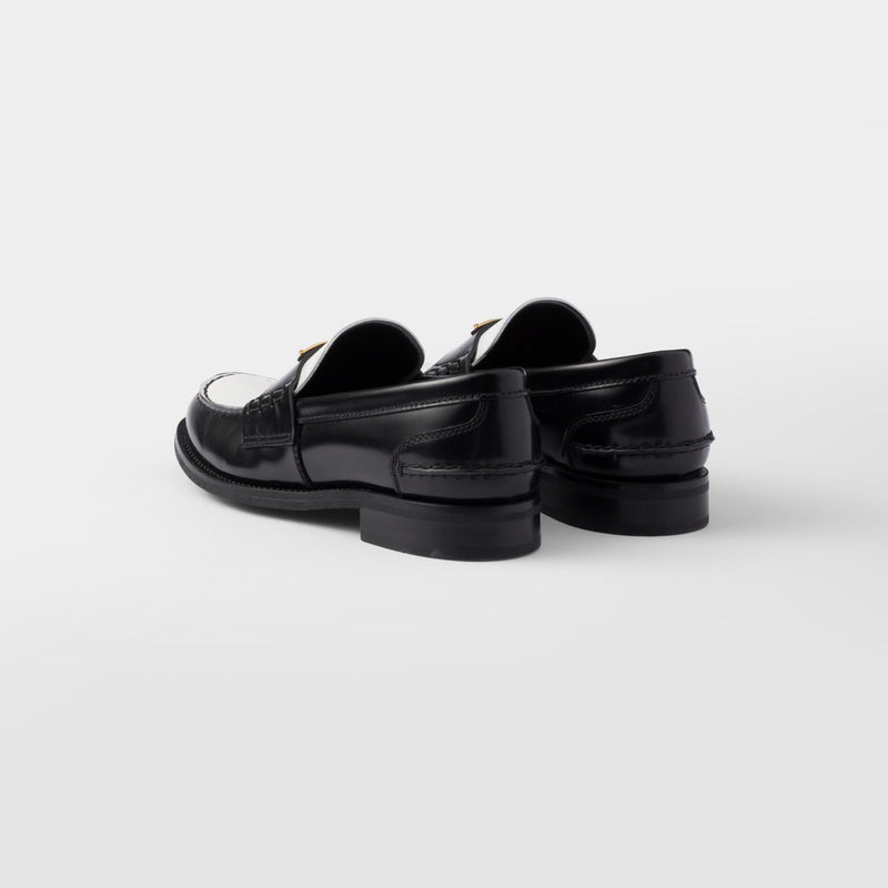 Two-tone brushed leather loafers