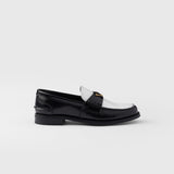 Two-tone brushed leather loafers