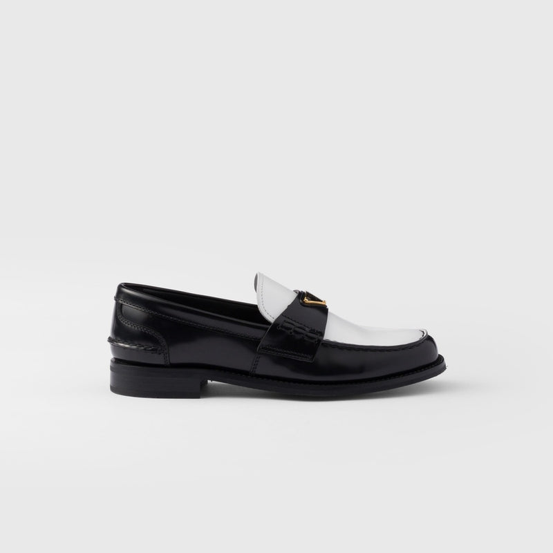 Two-tone brushed leather loafers