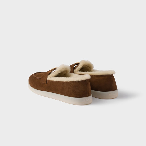 Suede and shearling loafers
