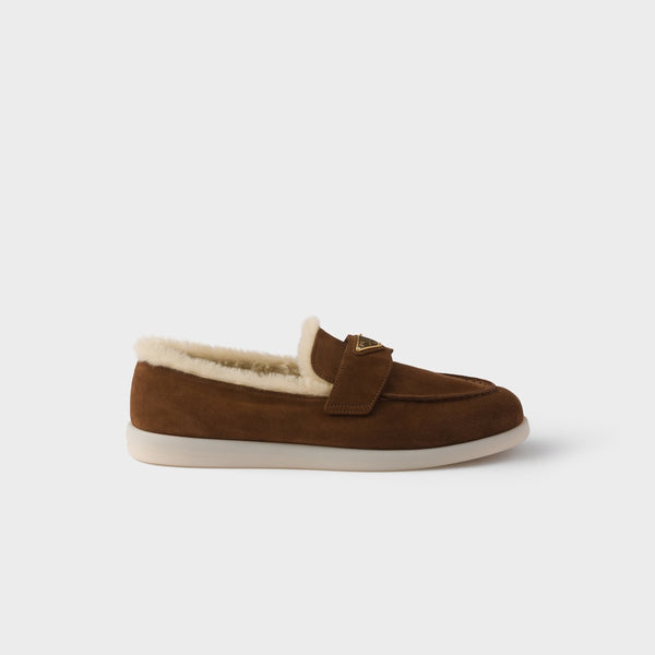 Suede and shearling loafers