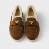 Suede and shearling loafers