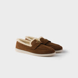 Suede and shearling loafers