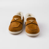 Suede and shearling loafers