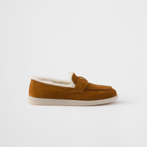 Suede and shearling loafers