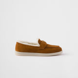 Suede and shearling loafers