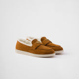 Suede and shearling loafers