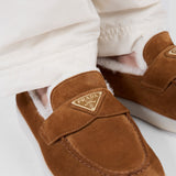Suede and shearling loafers