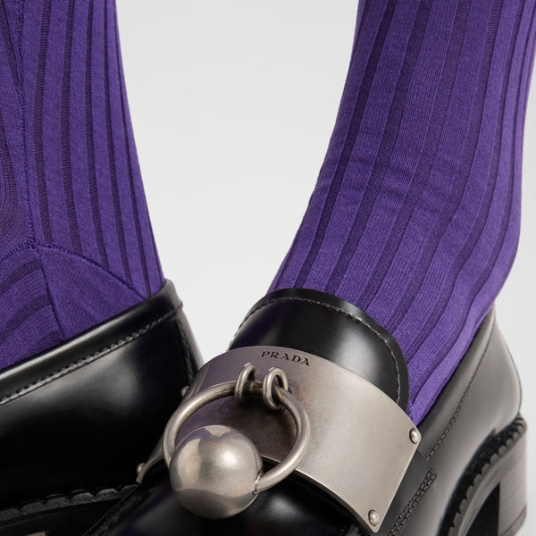 Brushed leather loafers with metal details