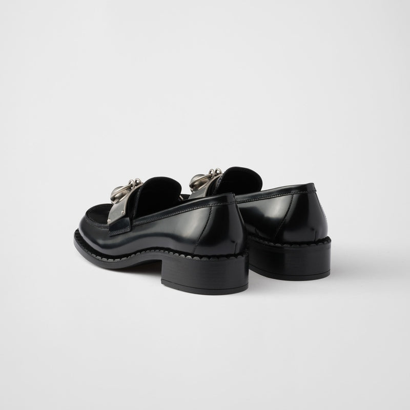 Brushed leather loafers with metal details