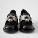 Brushed leather loafers with metal details