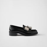 Brushed leather loafers with metal details