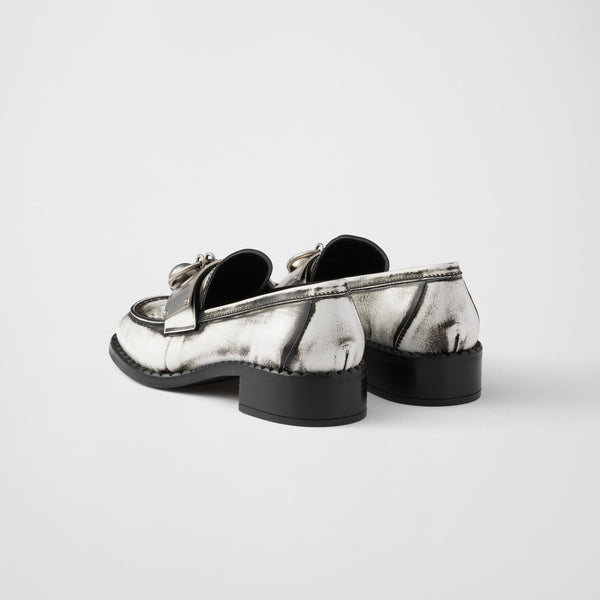 Brushed leather loafers with metal details