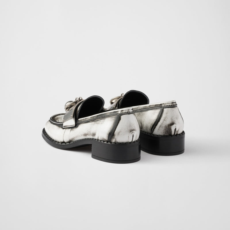 Brushed leather loafers with metal details