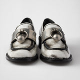 Brushed leather loafers with metal details
