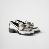 Brushed leather loafers with metal details