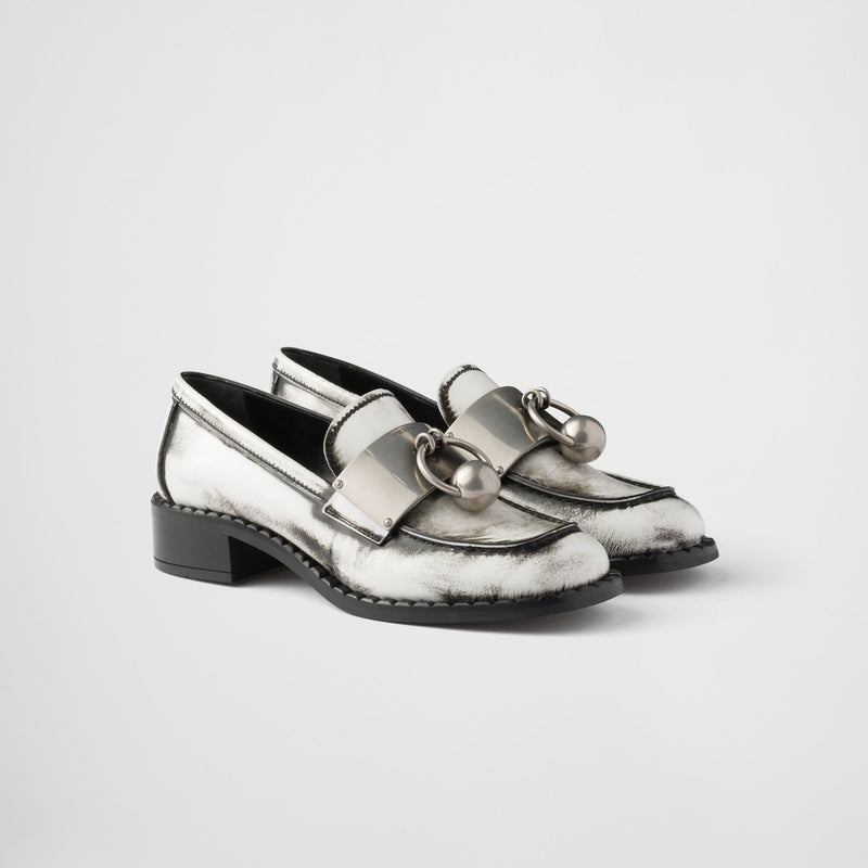 Brushed leather loafers with metal details