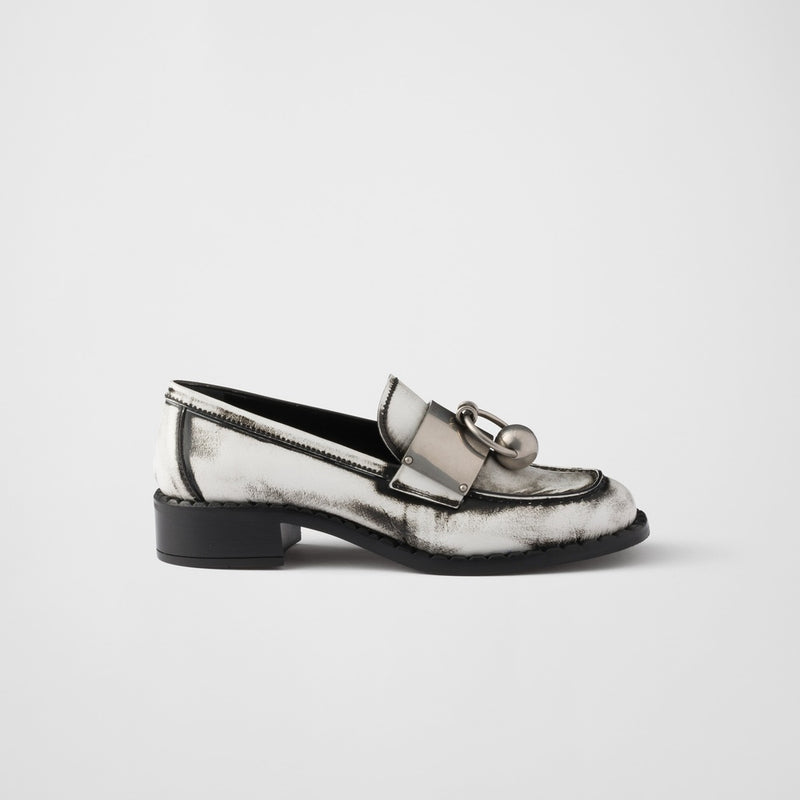 Brushed leather loafers with metal details
