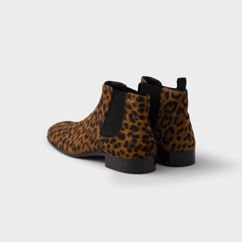Printed leather booties