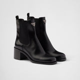 Brushed leather booties