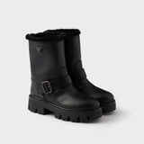 Leather and shearling booties