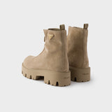 Suede booties with zip