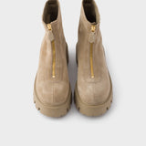 Suede booties with zip