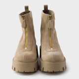 Suede booties with zip