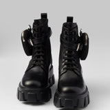 Monolith leather and Re-Nylon combat boots with pouch