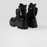 Monolith leather and Re-Nylon combat boots with pouch