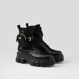 Monolith leather and Re-Nylon combat boots with pouch