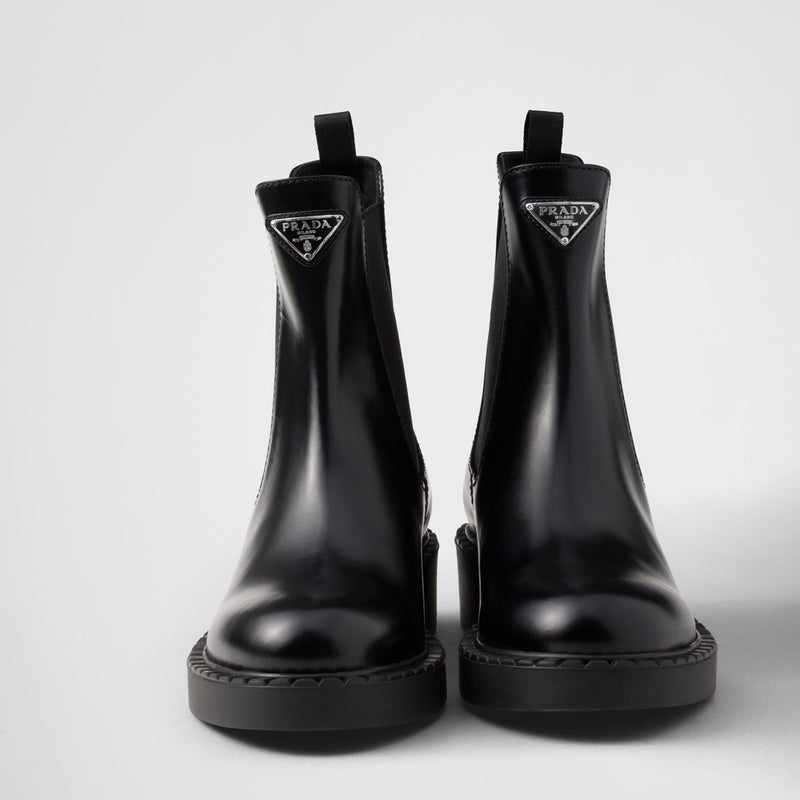 Chocolate brushed leather Chelsea boots