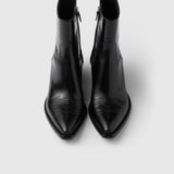 Brushed leather booties