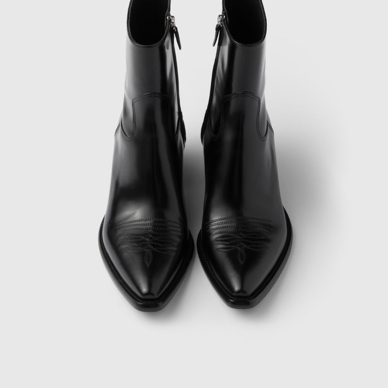 Brushed leather booties