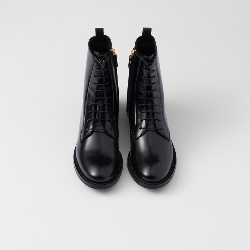 Brushed leather ankle boots