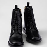 Brushed leather ankle boots