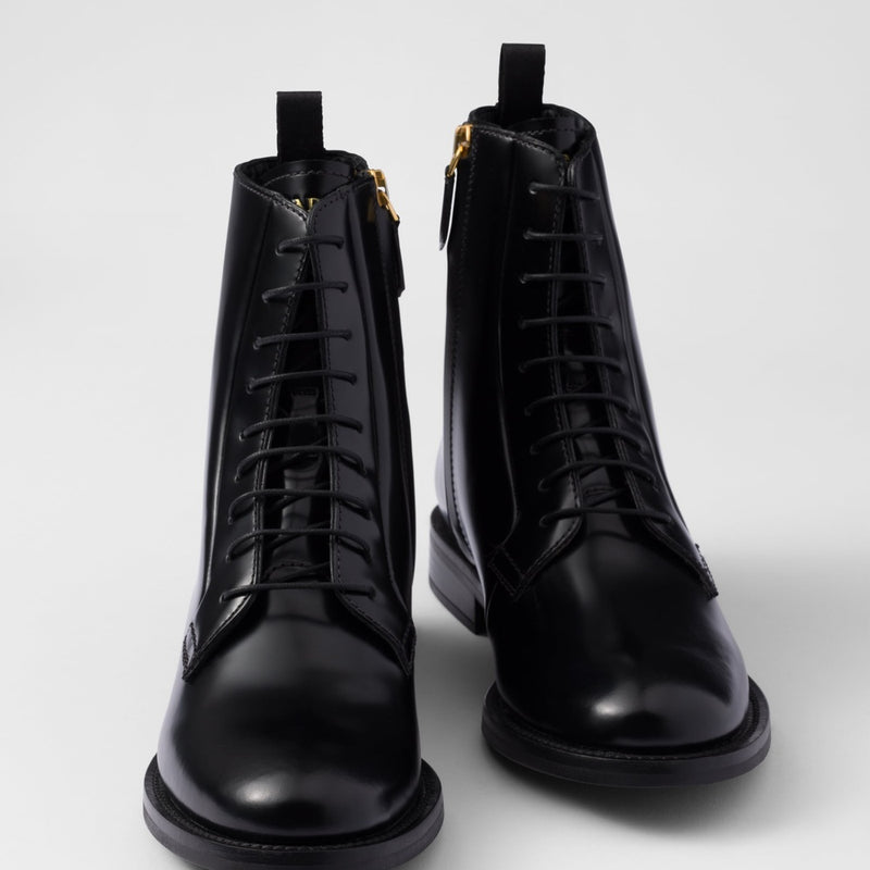 Brushed leather ankle boots