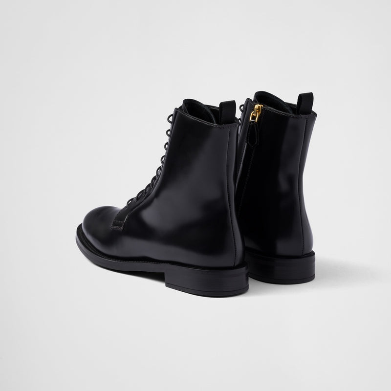 Brushed leather ankle boots