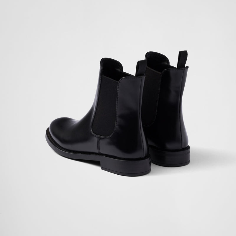 Brushed leather ankle boots