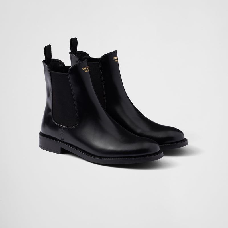 Brushed leather ankle boots