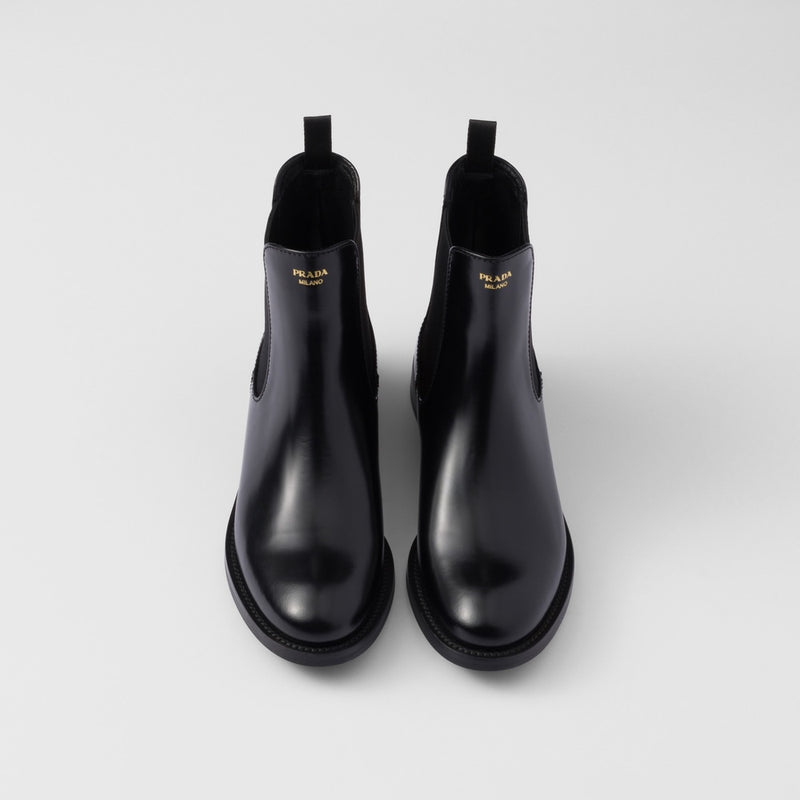 Brushed leather ankle boots