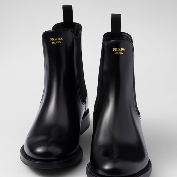 Brushed leather ankle boots