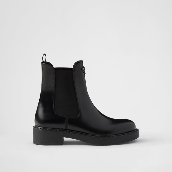 Chocolate brushed leather Chelsea booties