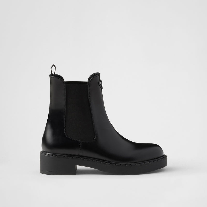 Chocolate brushed leather Chelsea booties