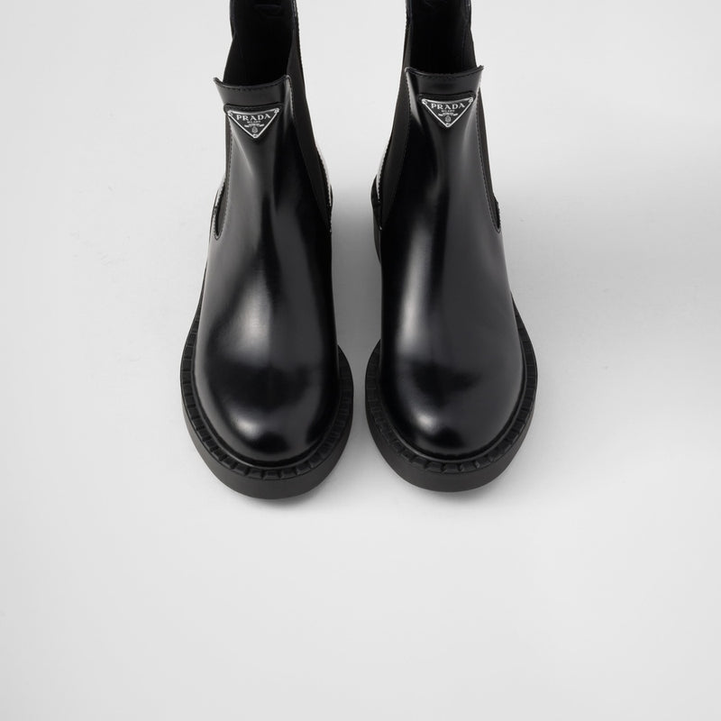 Chocolate brushed leather Chelsea booties