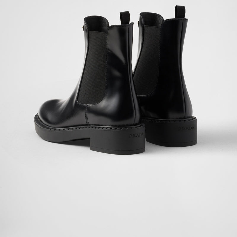 Chocolate brushed leather Chelsea booties