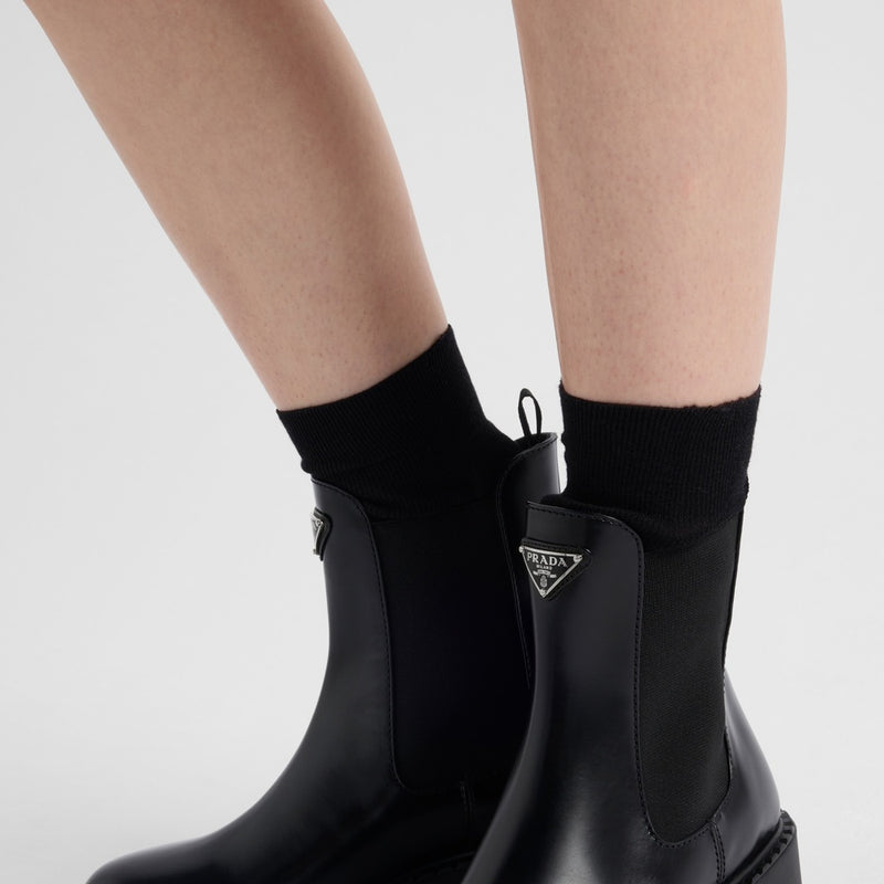 Chocolate brushed leather Chelsea booties