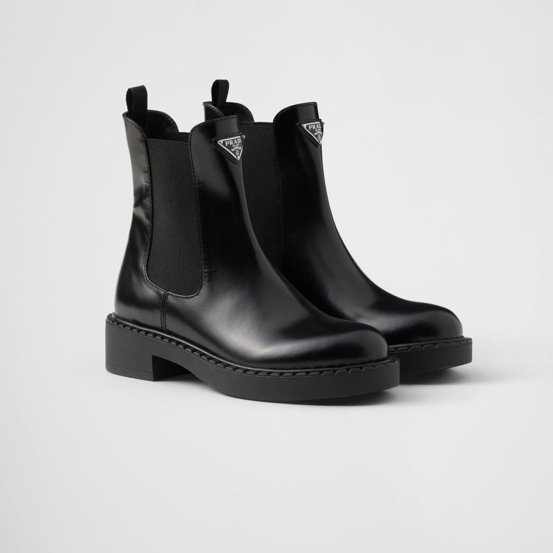 Chocolate brushed leather Chelsea booties