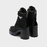 Re-Nylon and leather booties