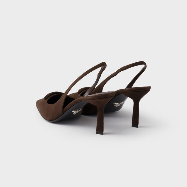 Suede slingback pumps